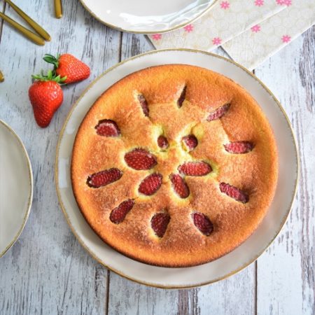 gâteaux à la fraise dessus