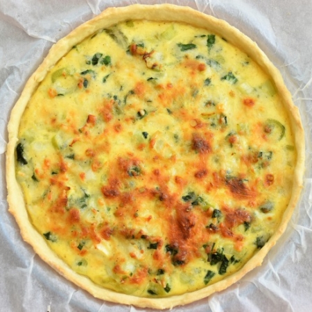 tarte aux poireaux et ail des ours cuite