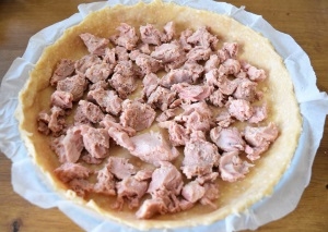 tarte et thon en morceaux au fond