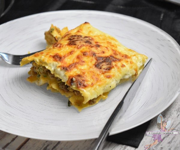 part de lasagnes courgette et fromage frais