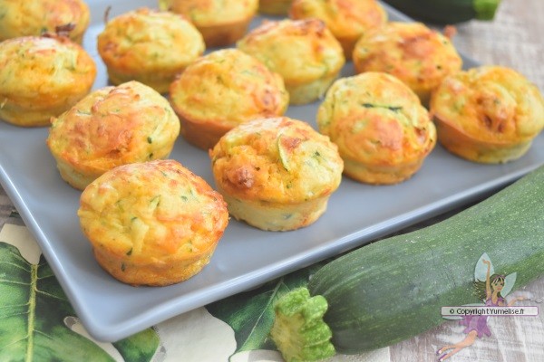 les muffins avec courgette râpée et dés de chorizo