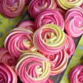 meringues en fleurs colorées