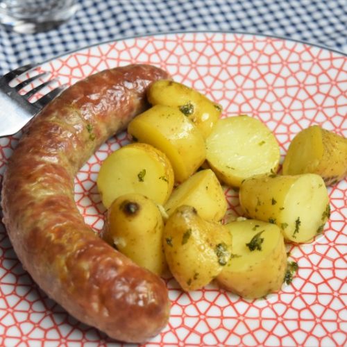 pommes de terre ratte persillées et saucisses fraîches à l'Omnicuiseur