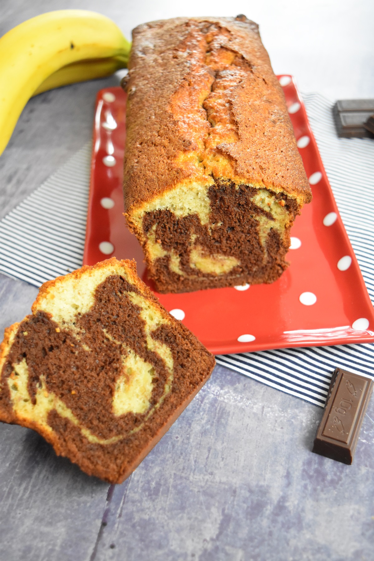 Marbré à la banane et chocolat