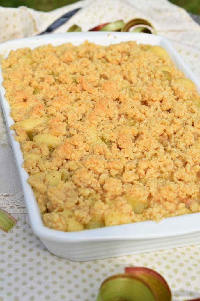 rhubarbe en cake et crumble