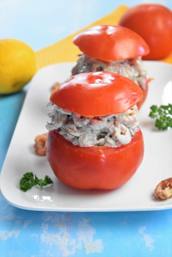 Tomates farcies aux crevettes grises