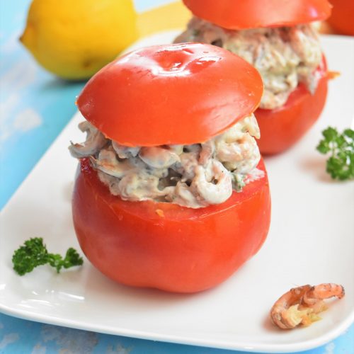 Tomates aux crevettes grises