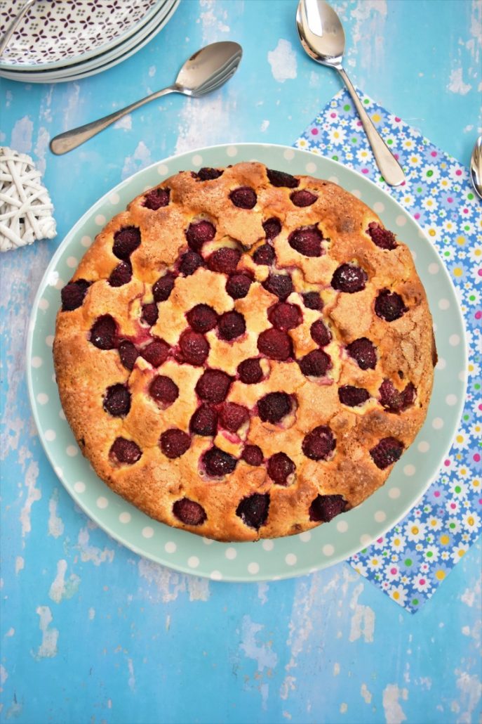 Gâteau aux framboises et crème mascarpone