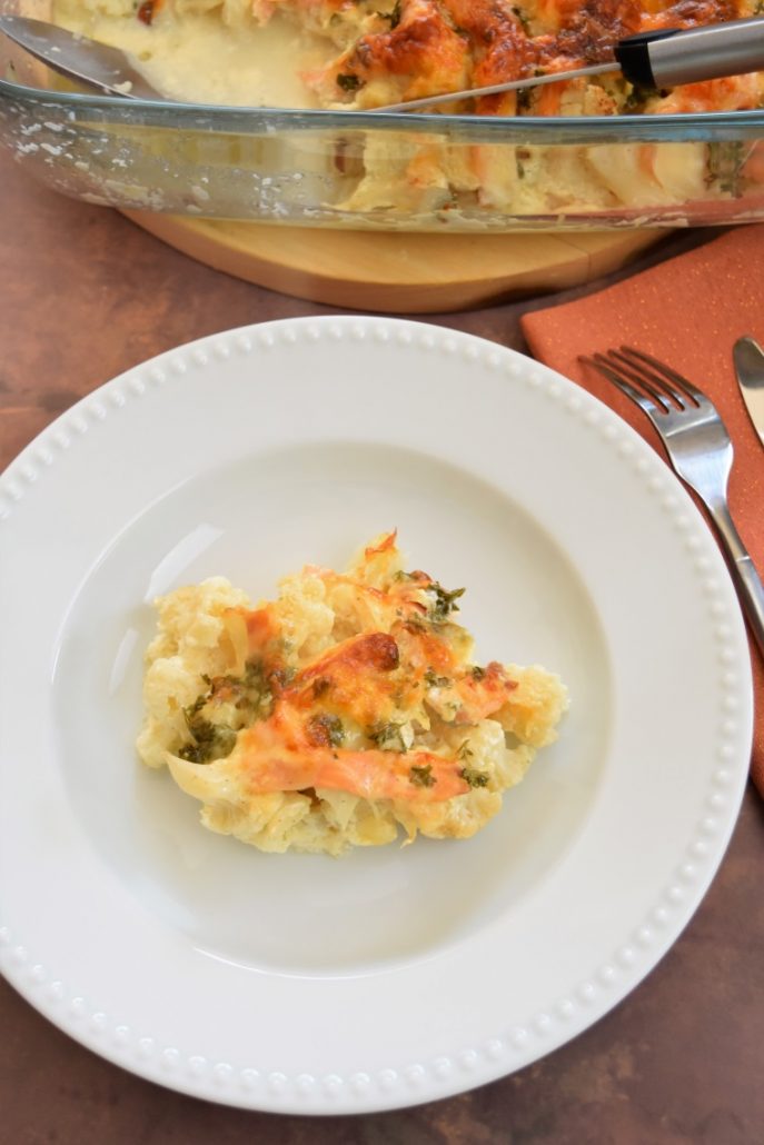 Chou-fleur au saumon fumé gratiné