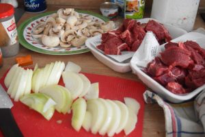 Ingrédients du boeuf stroganoff