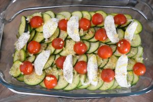 Courgtees, tomates et mozzarella