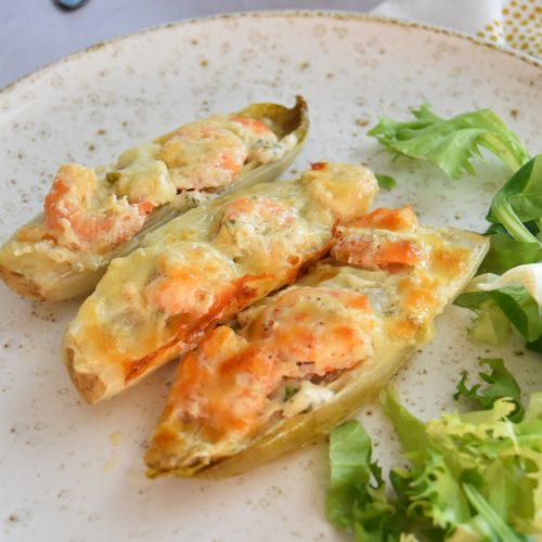 Endives aux crevettes et mozzarella