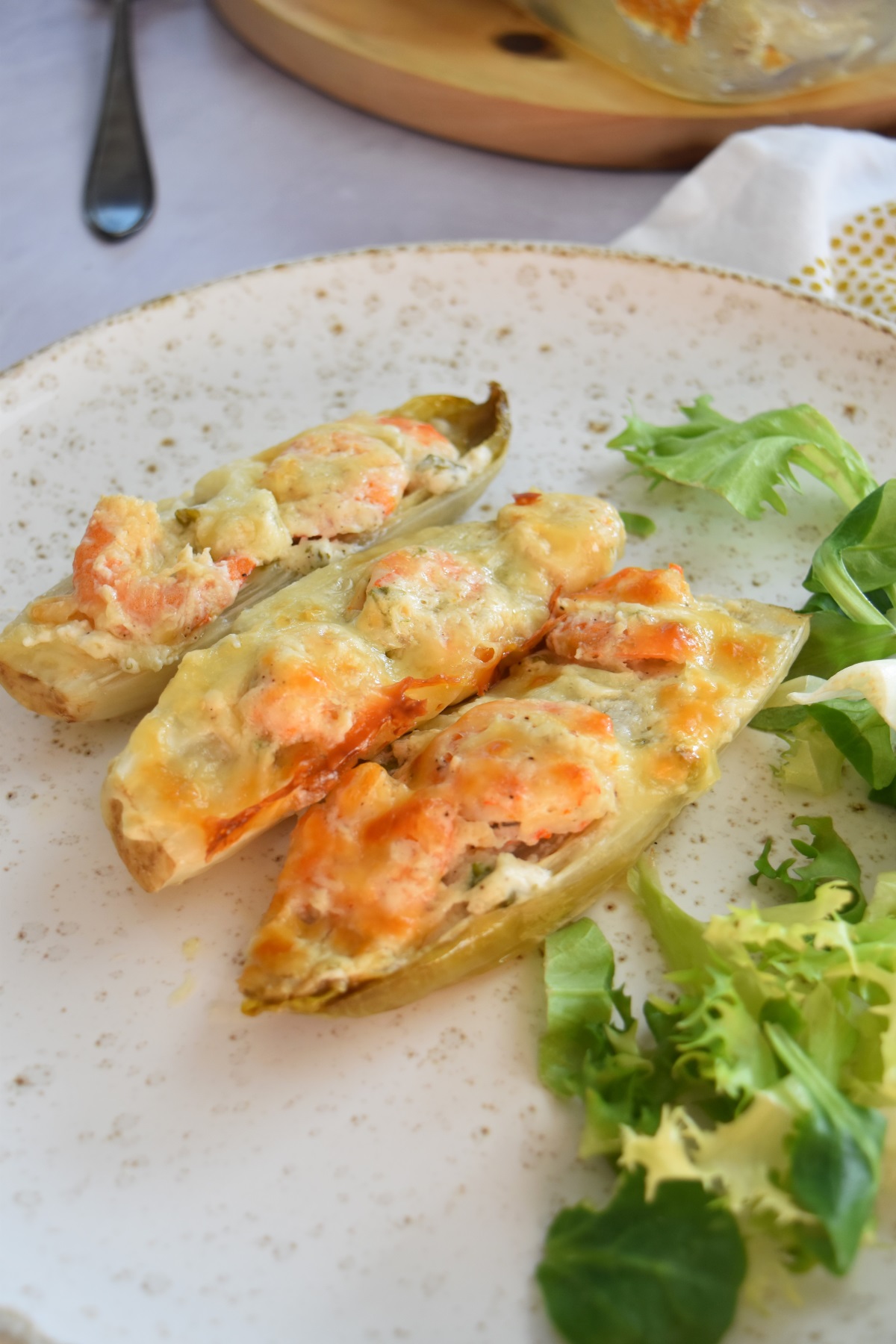 Endives aux crevettes et mozzarella