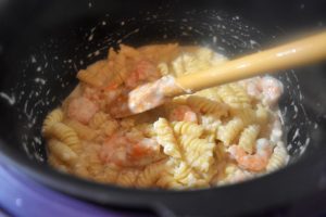 Cuisson des pâtes aux crevettes au Cookeo