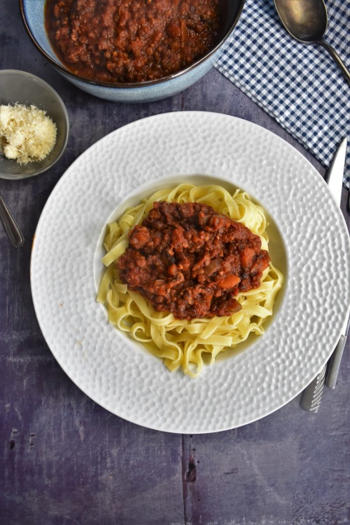 Sauce bolognaise aux lentilles et noix