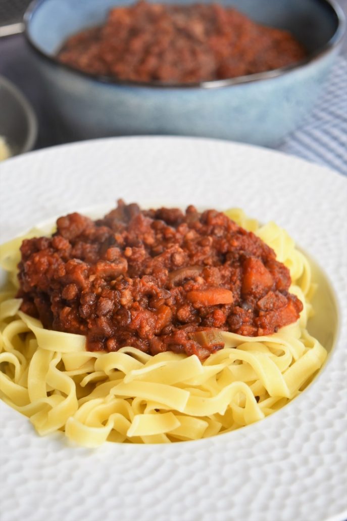 Sauce bolognaise aux lentilles et noix