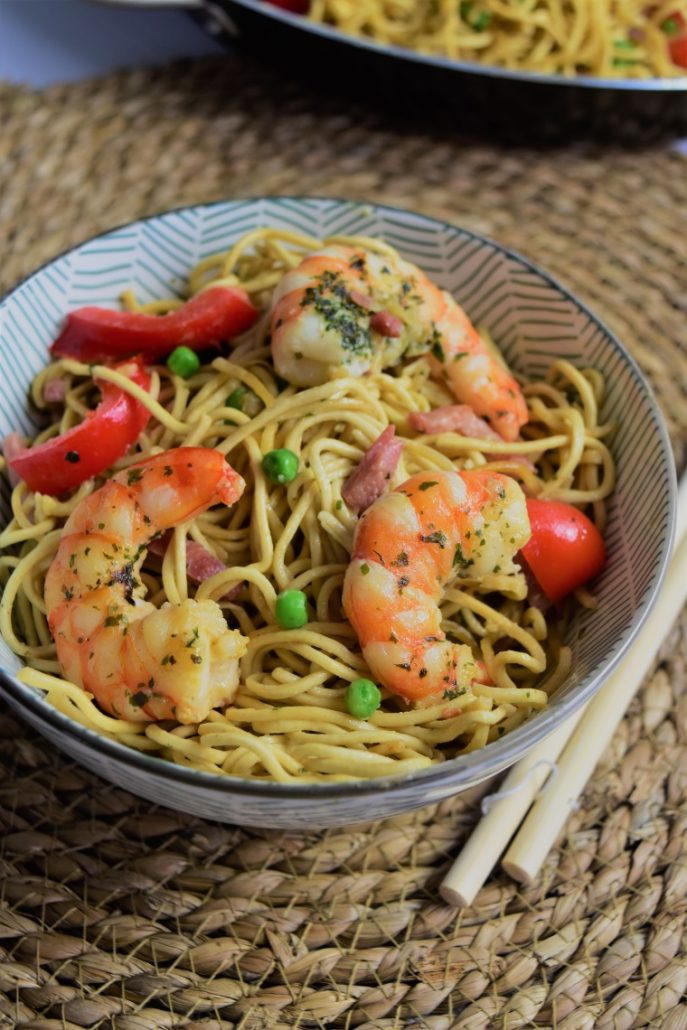 Nouilles chinoises aux légumes et crevettes