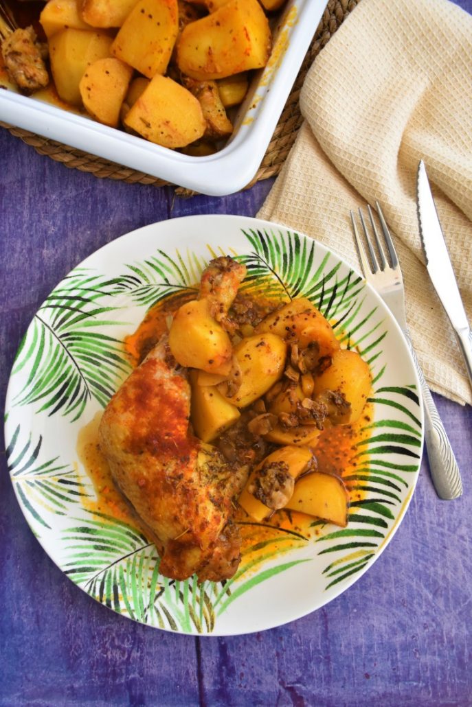 Cuisses de poulet à la moutarde et pommes de terre