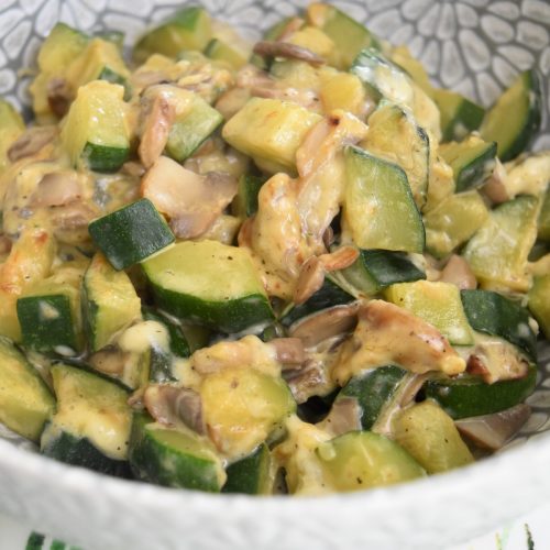 Courgette et champignons à la crème et fromage