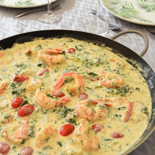 Gambas crémeuses à l'ail et parmesan