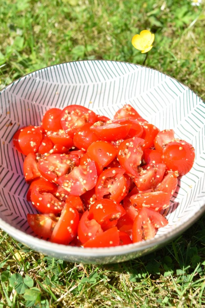 Salade de tomates cerise à la moutarde