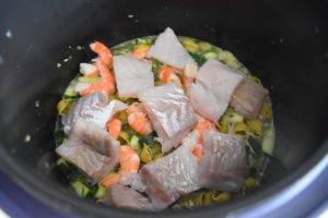 Pâtecrevettes, poisson et courgette au Cookeo