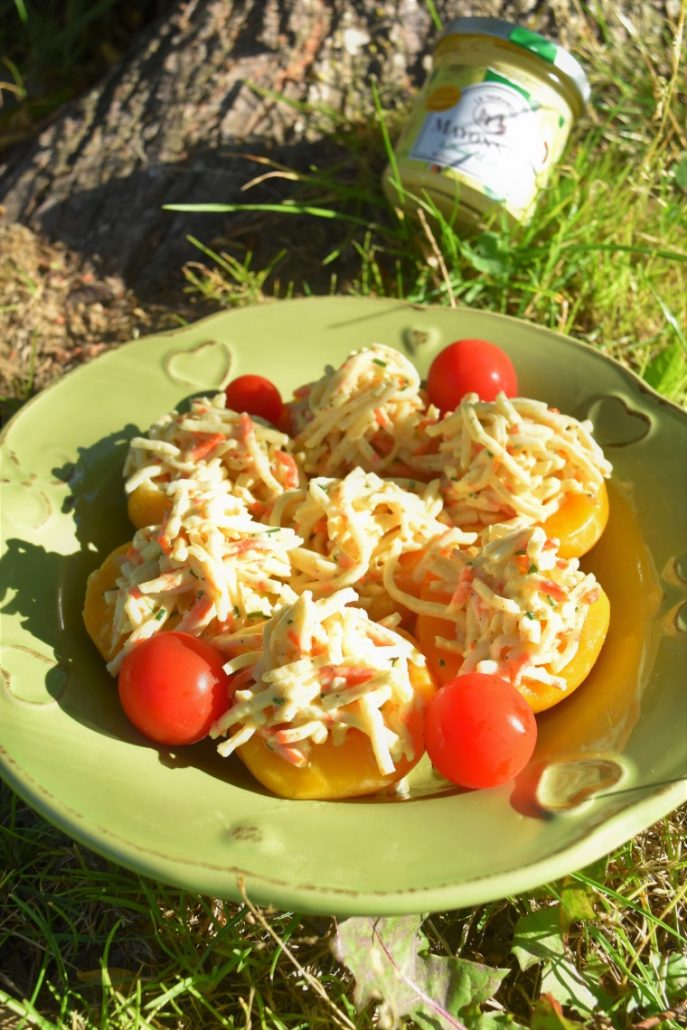 Pêche au sirop au surimi à la mayonnaise à l'huile d'avocat