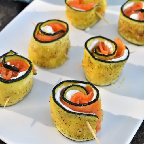 Roulés à la courgette, fromage et truite fumée