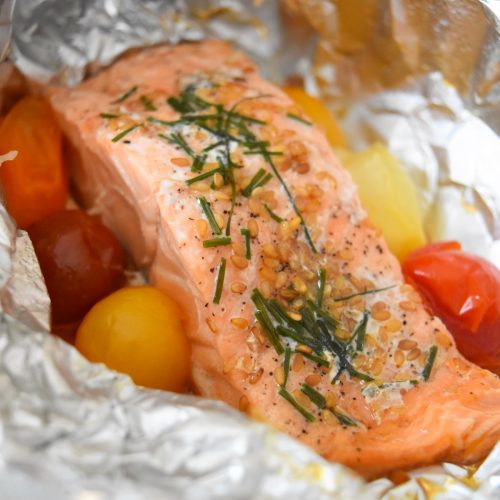 Papillote de saumon et tomates cerises