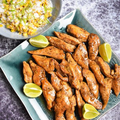 Poulet grillé épicé et maïs coco citron