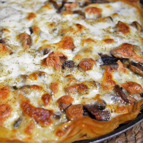 Tarte aux champignons et fromages