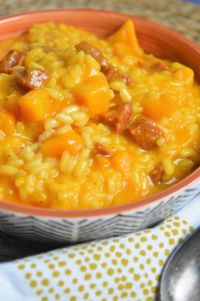 Risotto au chorizo et potimarron au companion