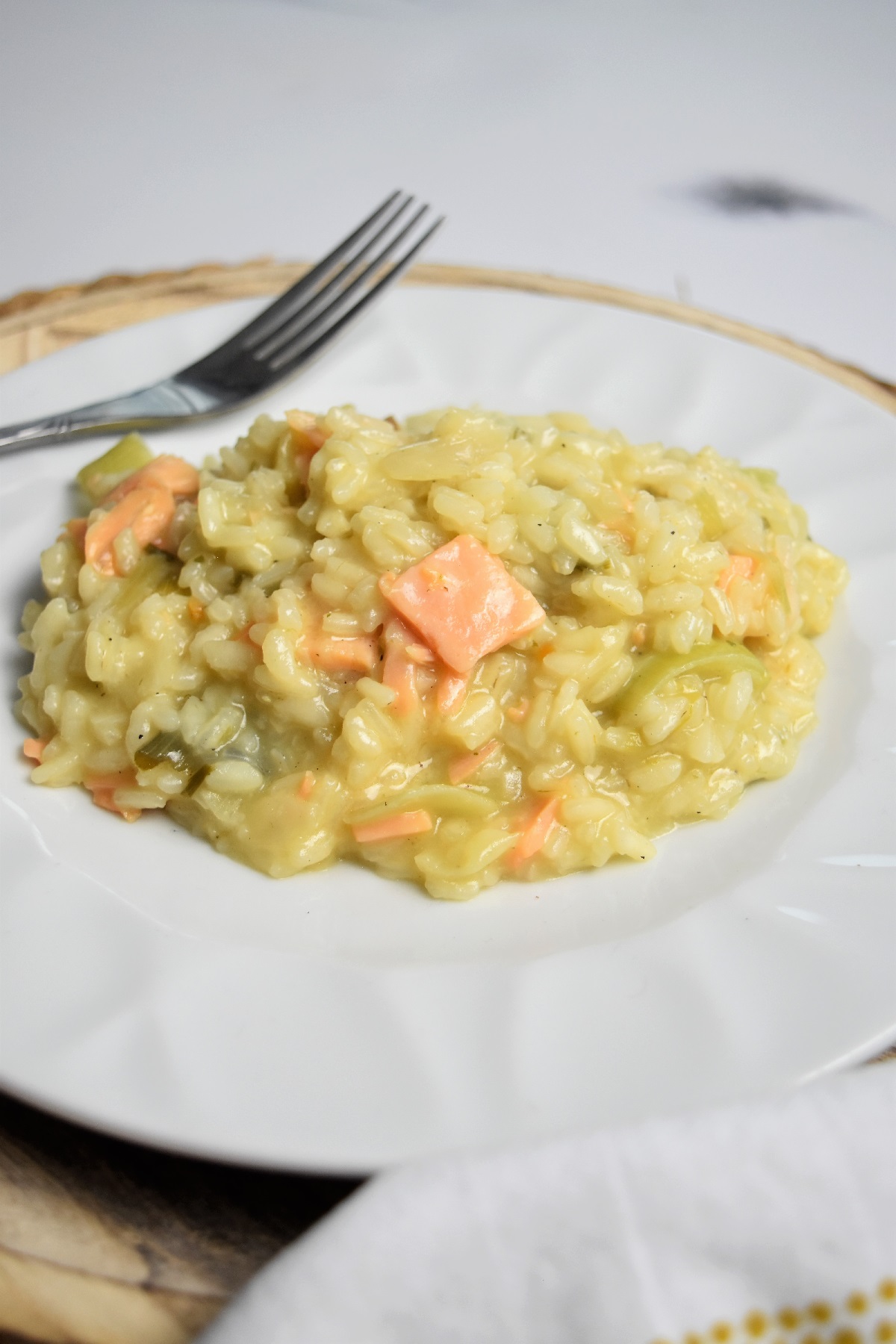 Risotto saumoin poireaux