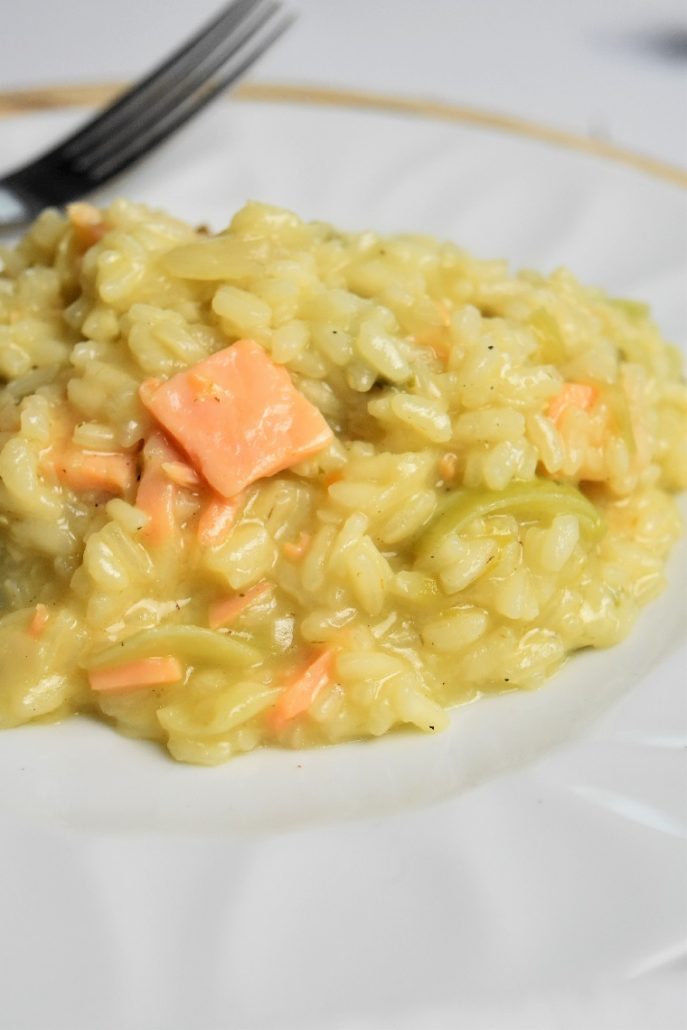 Risotto poireaux et saumon fumé