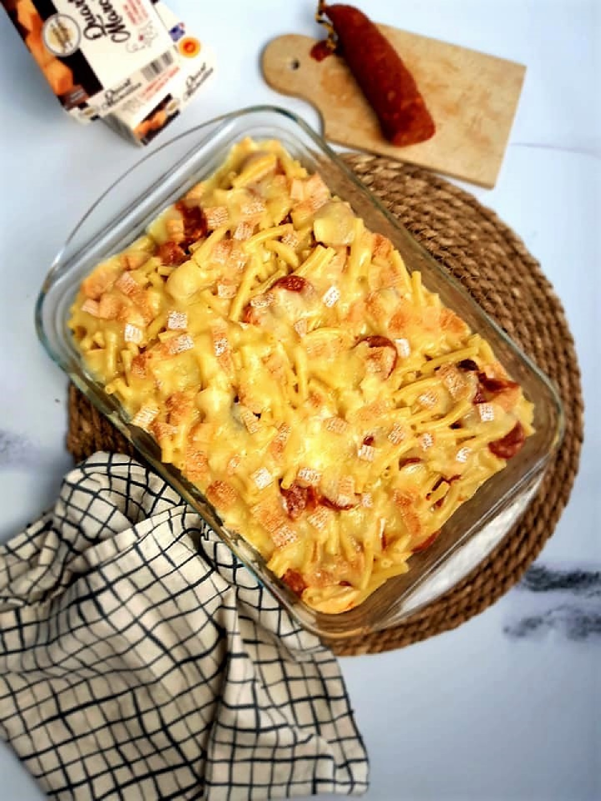 Gratin de macaroni au chorizo et maroilles