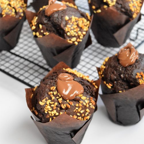Muffins américains au chocolat et coeur nutella