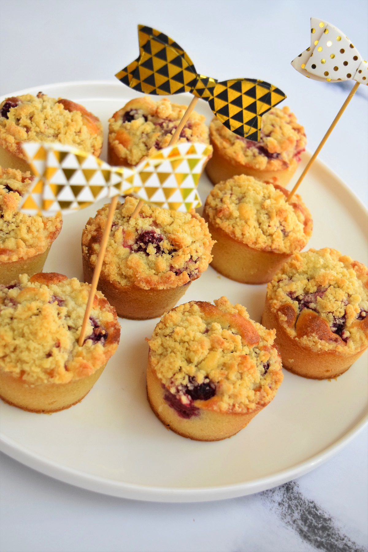 Muffins aux framboises et crumble