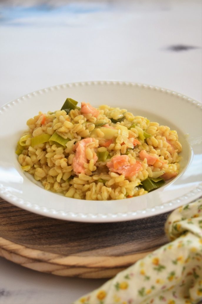 Blé au saumon et poireau façon risotto