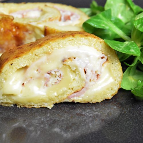 Roulé de pommes de terre au jambon et raclette