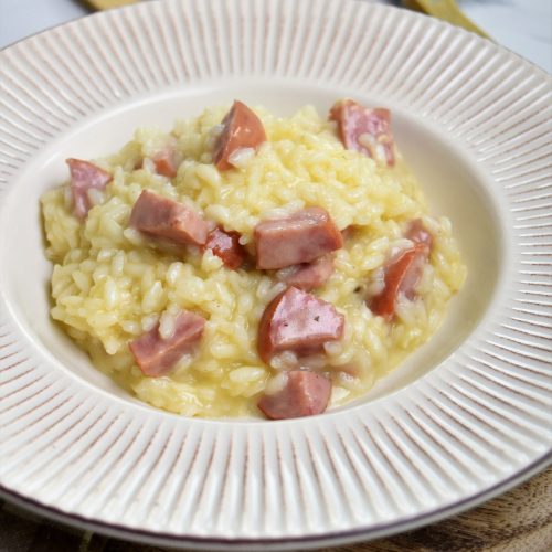 Risotto au saucisson et fromage