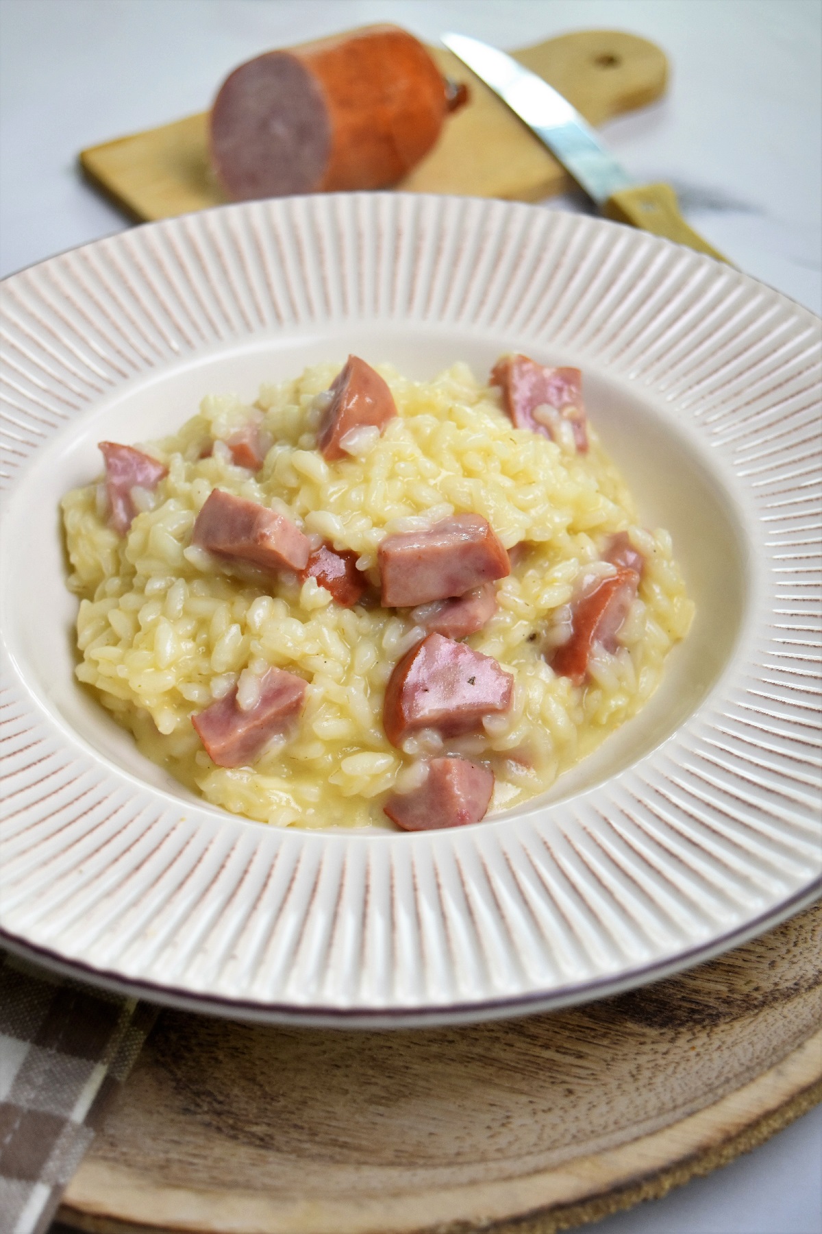 Risotto au saucisson et fromage