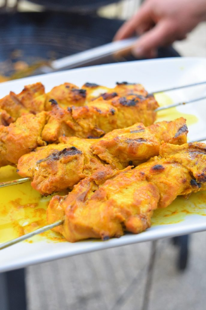 Brochettes poulet curry miel