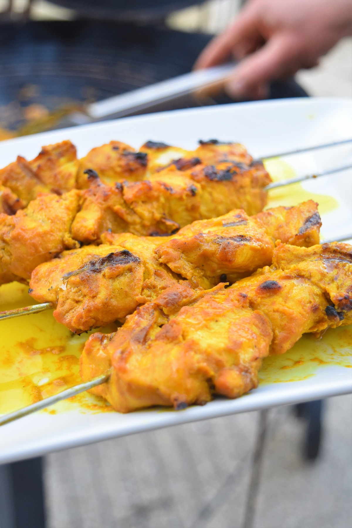 Brochettes de pouletau curry pour barbecue