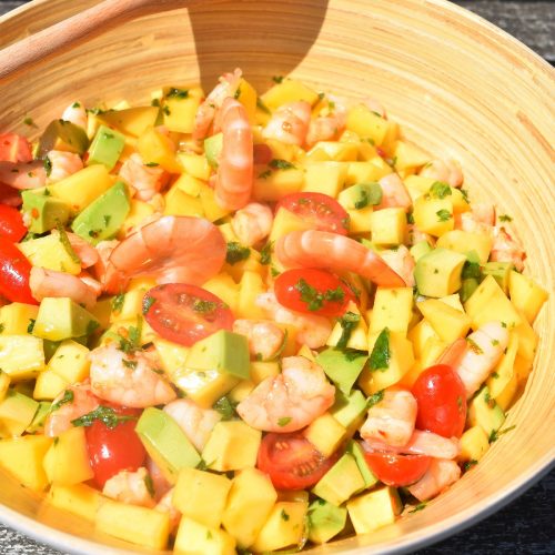 Saladede crevttes, mangue et avocat