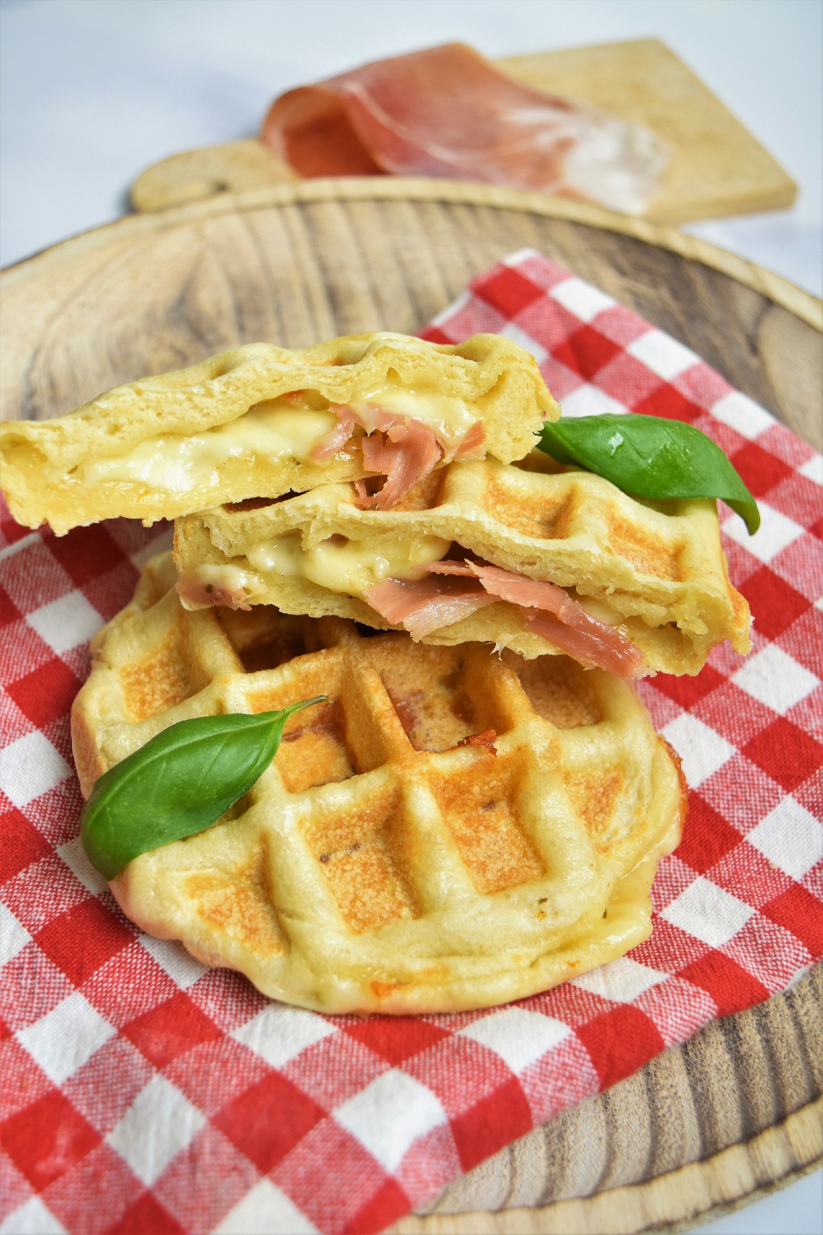 Pizza gaufre jambon fromage