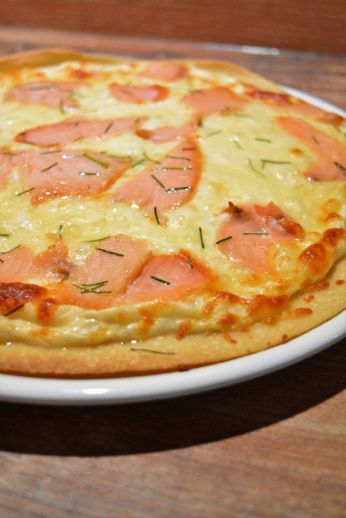 Pizza saumon fumé et St Môret