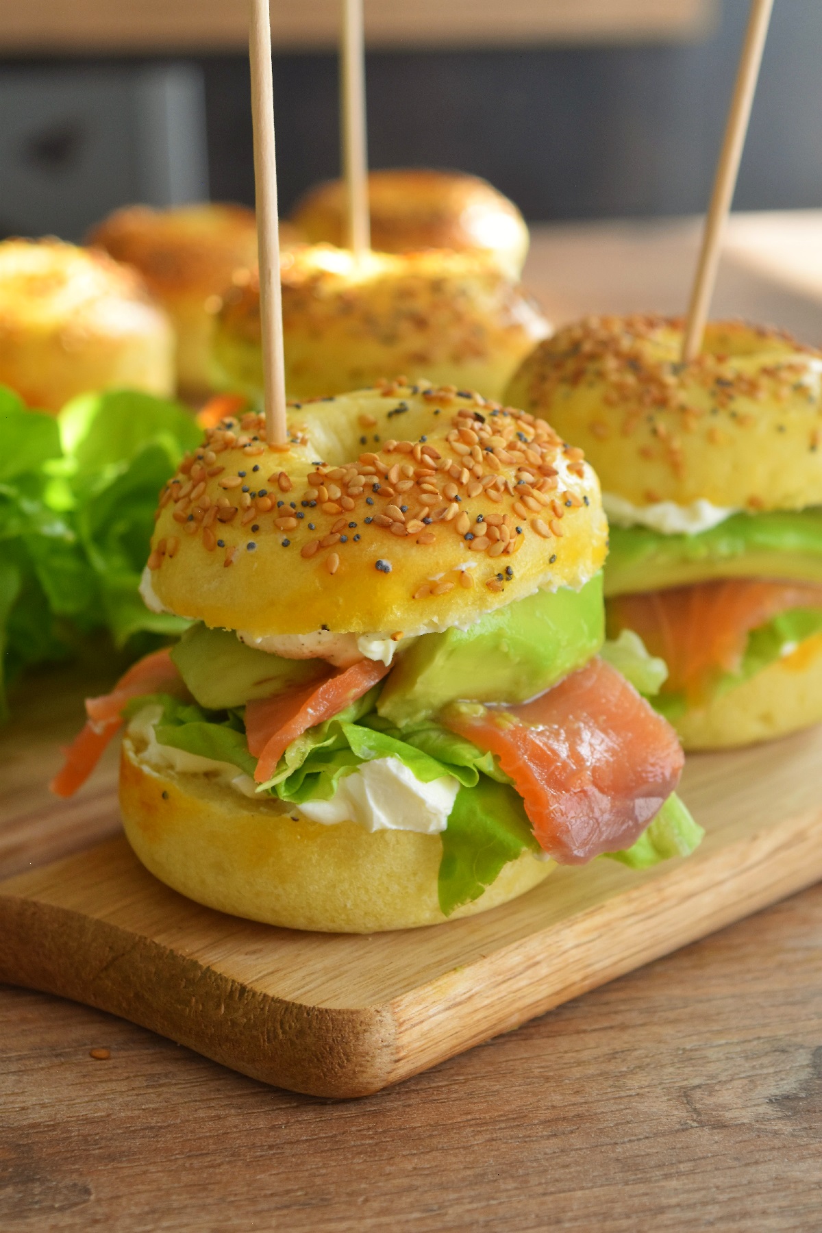 Bagel saumon fumé, avocat, fromage frais