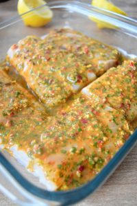 Cabillaud en marinade sauce chermoula