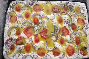 Focaccia arrosée d'émulsion à l'huile d'olive