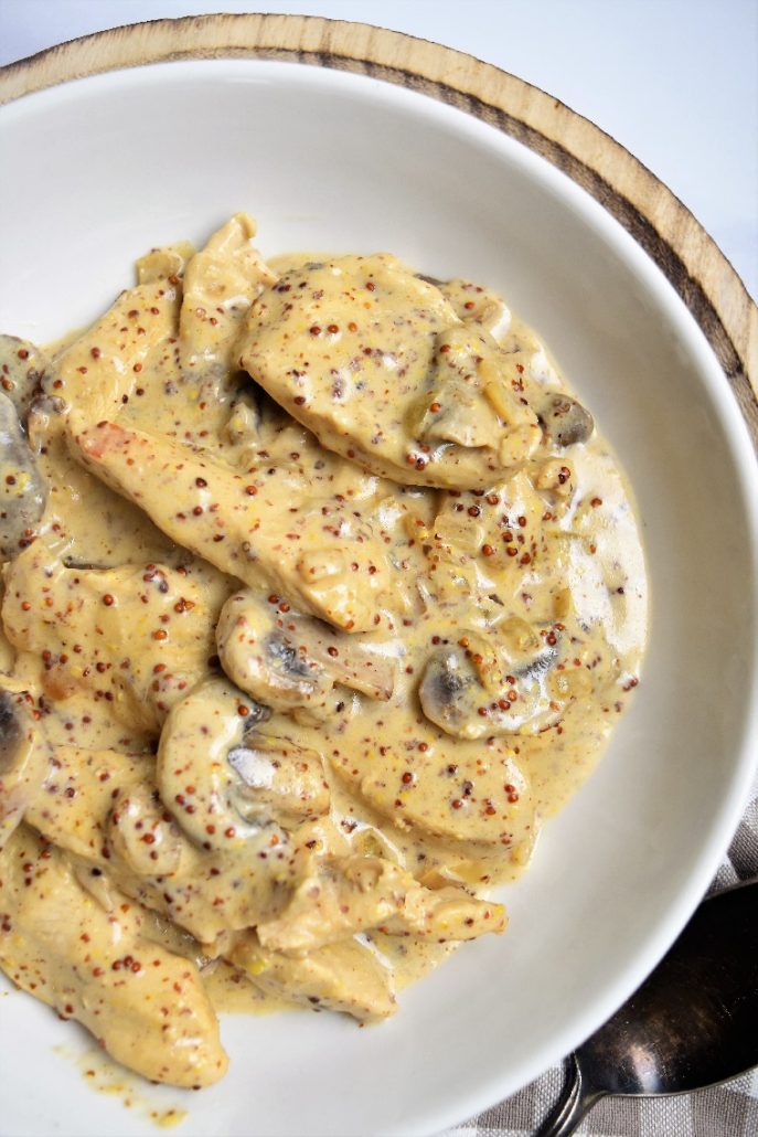 Poulet à la crème, moutarde et champignons au Cookeo